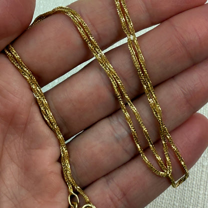 21" Twisted Wheat Chain 14K Yellow Gold Chain 1.26mm 3g