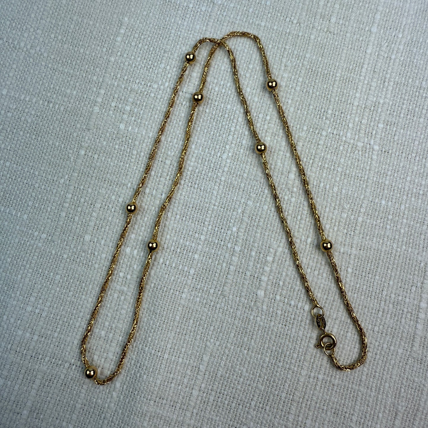 17.5" Twisted Wheat Satellite Chain 14K Yellow Gold 4.09g