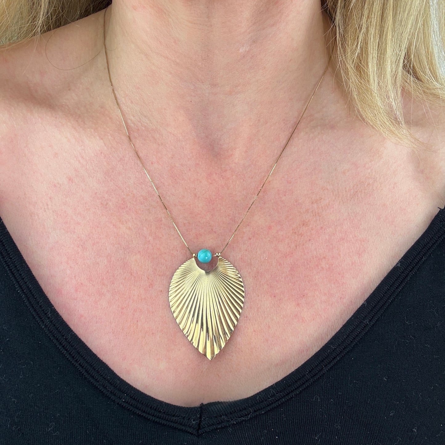 Italian 14K Yellow Gold Boho Necklace with Box Chain 18" 3.85g