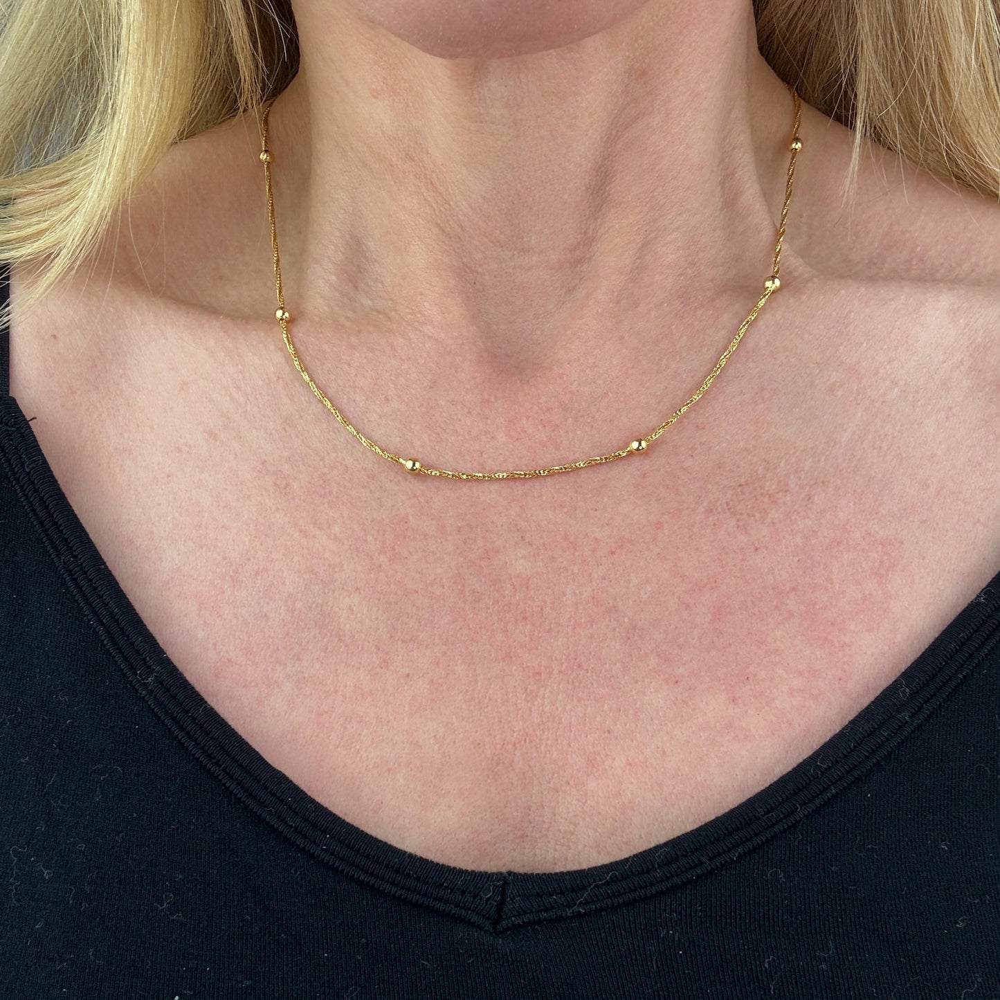 17.5" Twisted Wheat Satellite Chain 14K Yellow Gold 4.09g