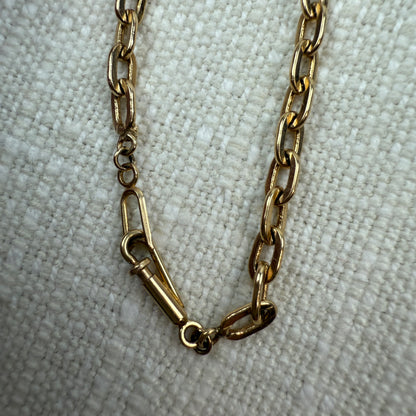 18" Vintage 14K Elongated Cable Chain 3.12mm 11.07 Grams, Mini Dog Clip Clasp