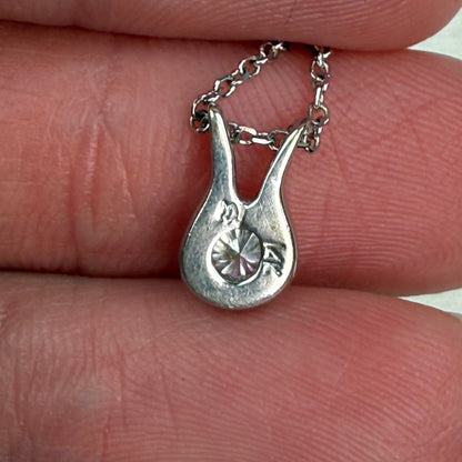 14K Vintage White Gold Semi-Bezel Set Diamond Pendant