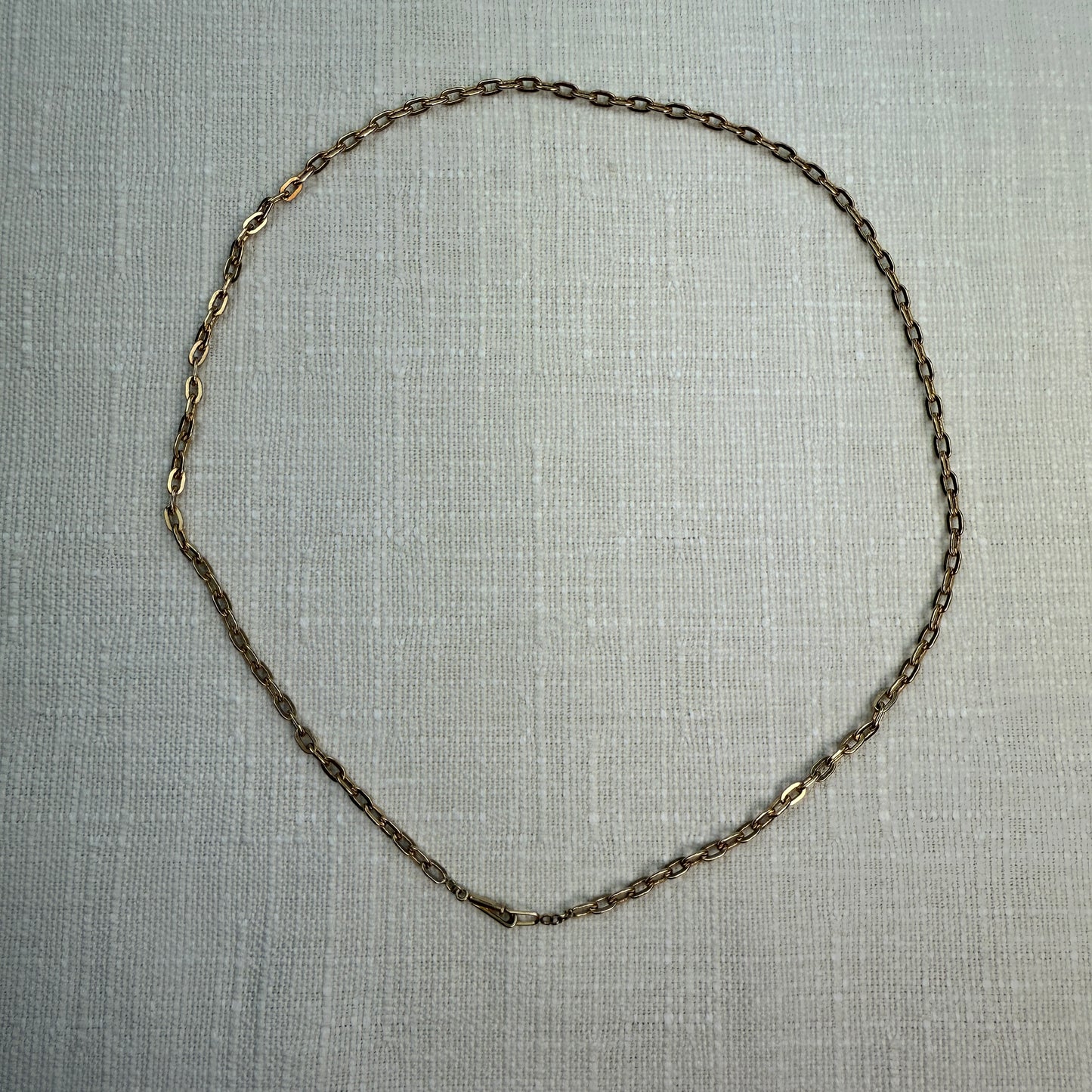 18" Vintage 14K Elongated Cable Chain 3.12mm 11.07 Grams, Mini Dog Clip Clasp