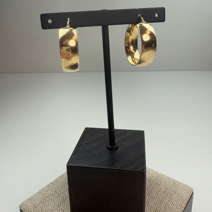 Italian High Polish Wide Hoops 10K 1" Diameter 8.8mm Wide 4.9g Yellow Gold