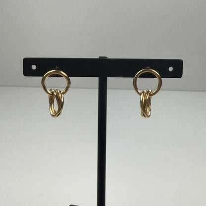 14K Interlocking Hoop Dangle Earrings 3.34g .84" Drop
