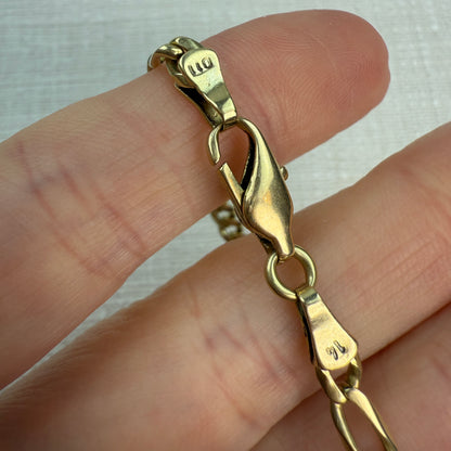 6.25" Figaro 14K Yellow Gold Bracelet 4.3mm 8.32g
