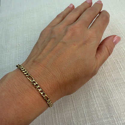 6.25" Figaro 14K Yellow Gold Bracelet 4.3mm 8.32g