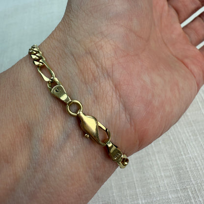 6.25" Figaro 14K Yellow Gold Bracelet 4.3mm 8.32g