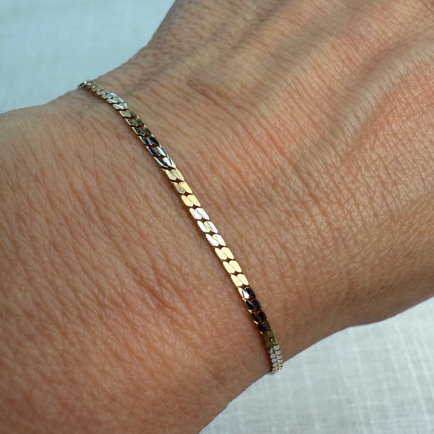 7.5" 14K Two-tone Gold Italian Unoaerre S-Link Bracelet 2.47g