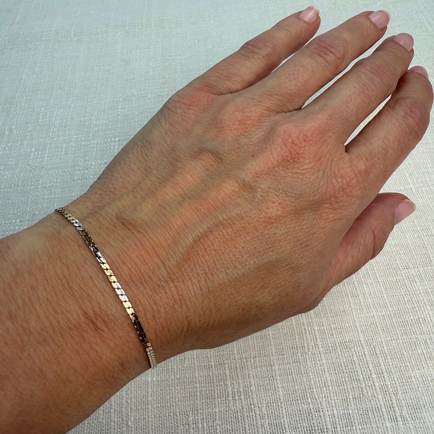 7.5" 14K Two-tone Gold Italian Unoaerre S-Link Bracelet 2.47g