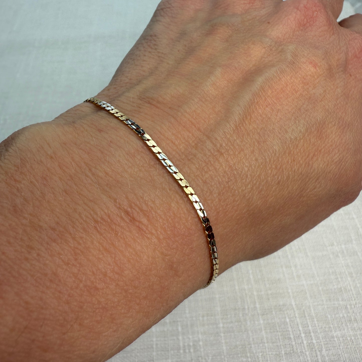 7.5" 14K Two-tone Gold Italian Unoaerre S-Link Bracelet 2.47g