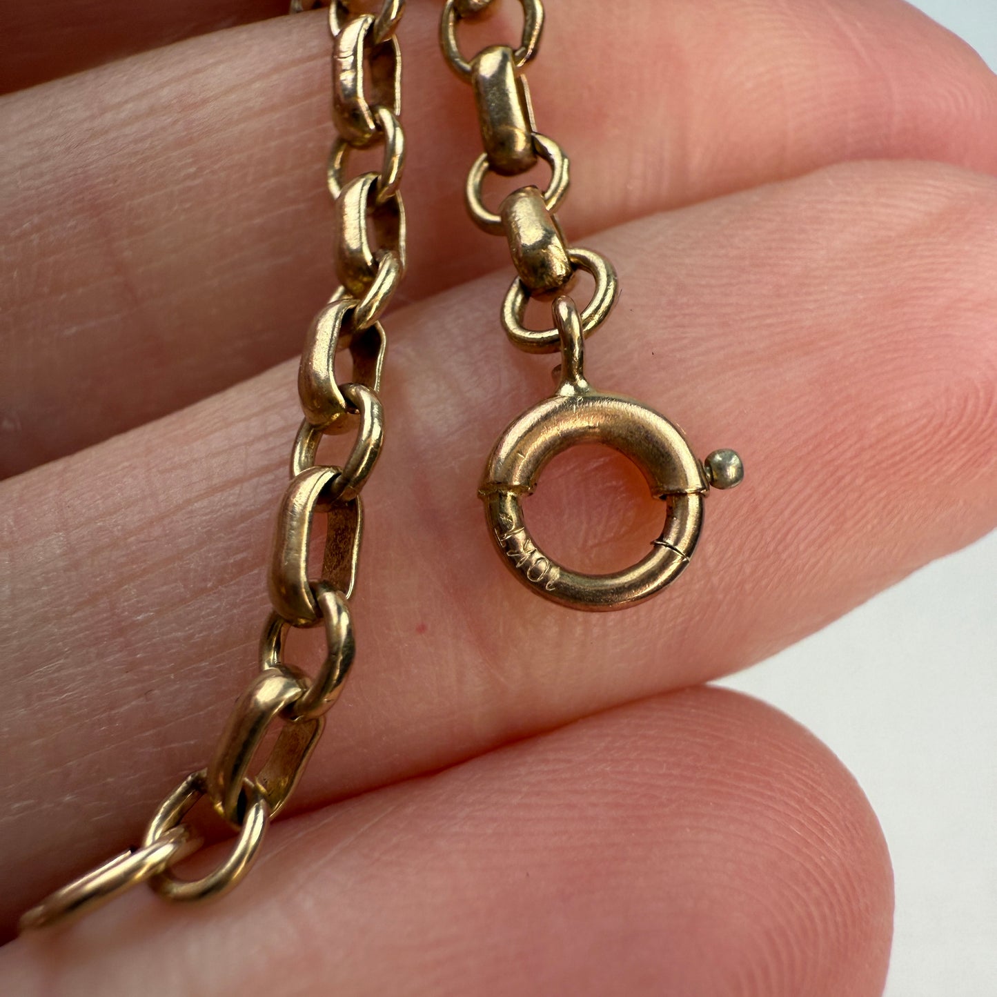 6.75" Alternating Round and Oval Rolo Bracelet 10K Gold 3.17g