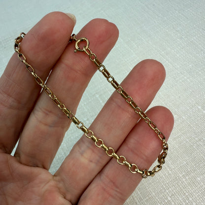 6.75" Alternating Round and Oval Rolo Bracelet 10K Gold 3.17g