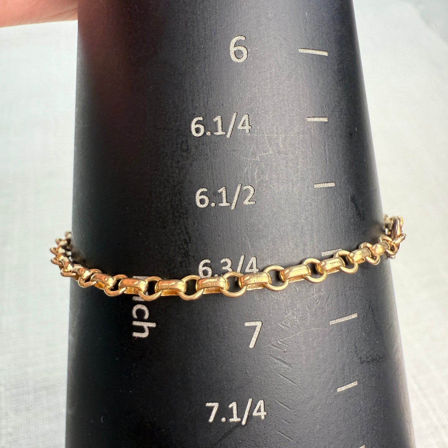 6.75" Alternating Round and Oval Rolo Bracelet 10K Gold 3.17g