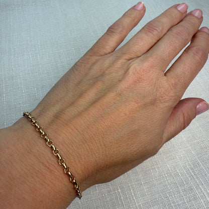 6.75" Alternating Round and Oval Rolo Bracelet 10K Gold 3.17g