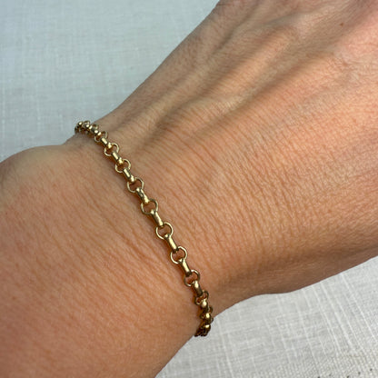 6.75" Alternating Round and Oval Rolo Bracelet 10K Gold 3.17g