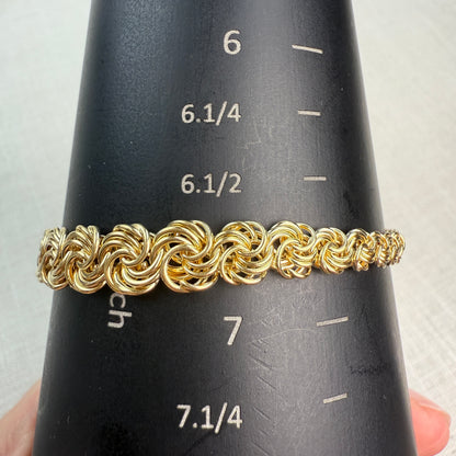 6.75" Graduated Swirl 14K Yellow Gold Statement Bracelet 8.4mm 3.89g