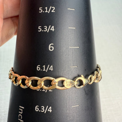 6.5" Solid 10K Gold Oval Curb Link 5.5mm Bracelet - 6.45 g