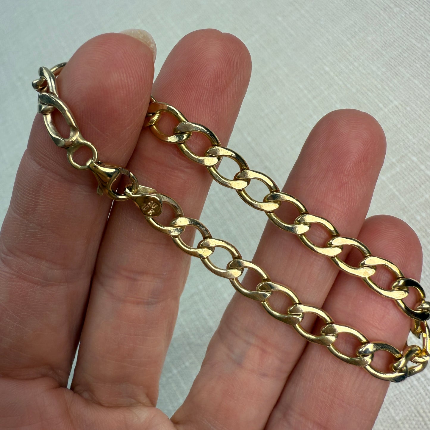 6.5" Solid 10K Gold Oval Curb Link 5.5mm Bracelet - 6.45 g