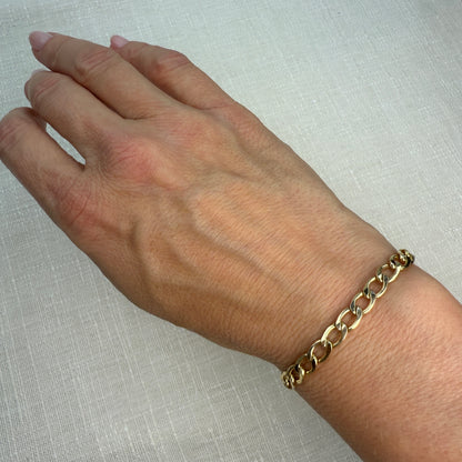 6.5" Solid 10K Gold Oval Curb Link 5.5mm Bracelet - 6.45 g