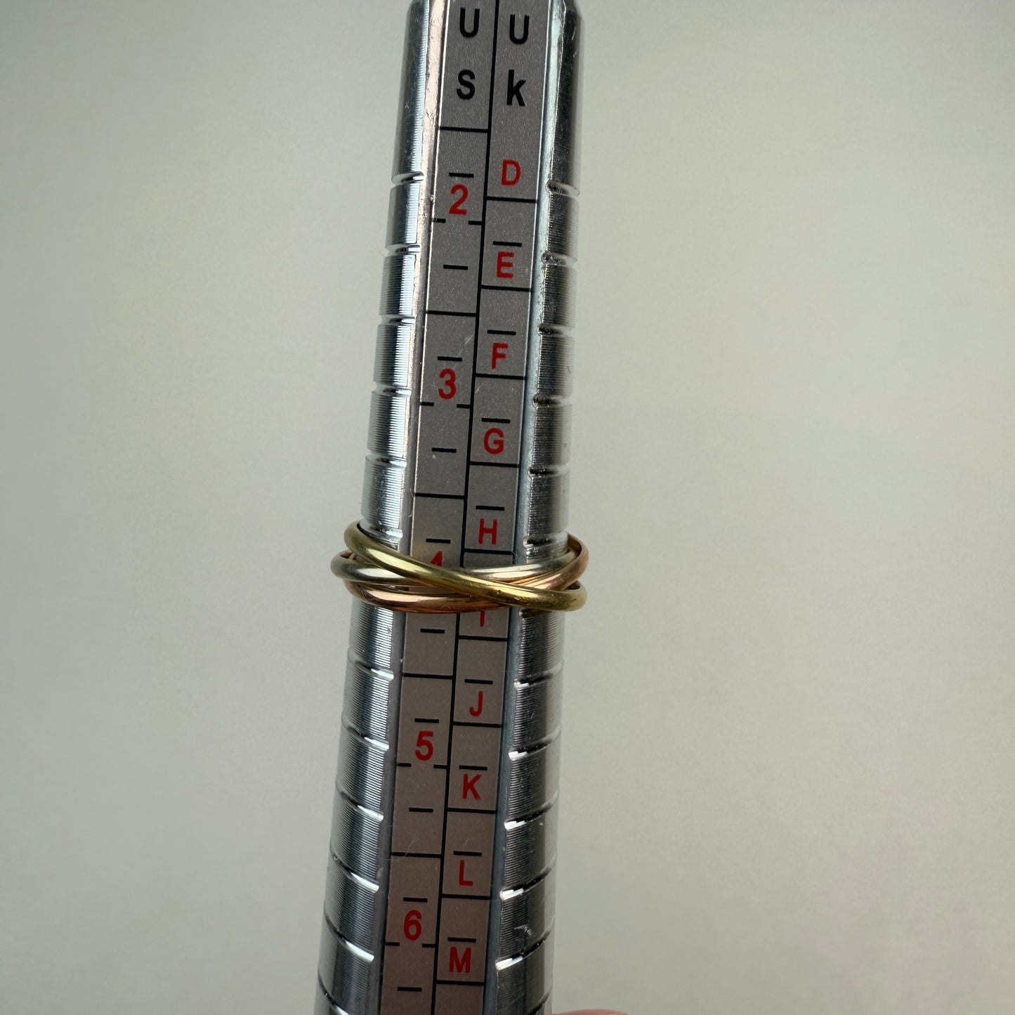 14K Italian Classic Triple Rolling Ring Yellow, White, and Rose Gold Size 4