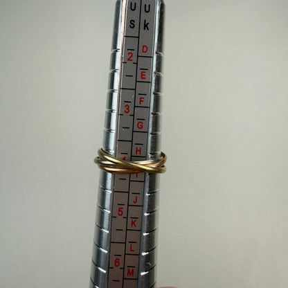 14K Italian Classic Triple Rolling Ring Yellow, White, and Rose Gold Size 4