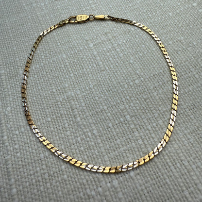 7.5" 14K Two-tone Gold Italian Unoaerre S-Link Bracelet 2.47g