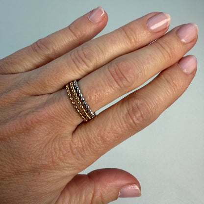 10K Estate Tri-Color beaded stacking rings. 3.19g