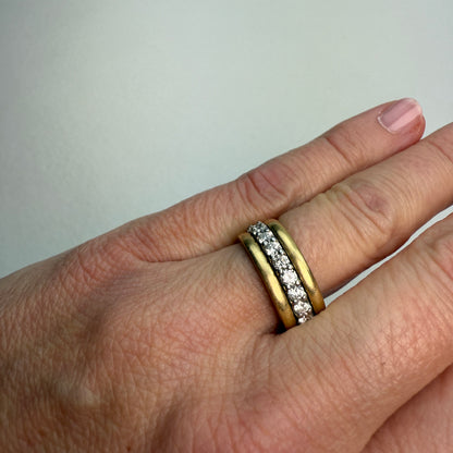 14K Vintage Set of Two Yellow Gold Bands 4.64mm (combined width), Size 6.75