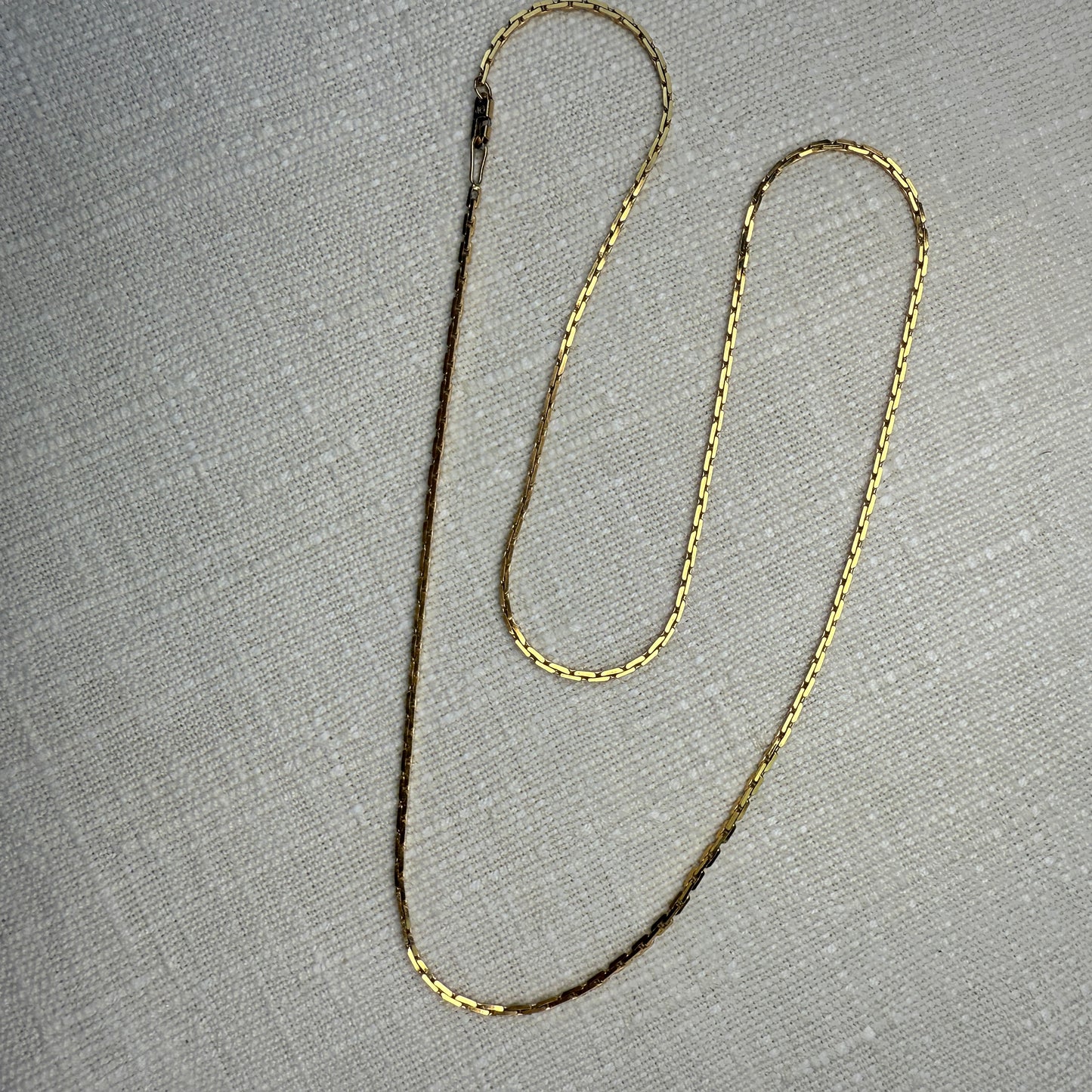 20" Solid 14K Yellow Gold Rectangular Box Chain, 7.44 g