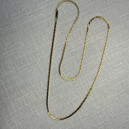 20" Solid 14K Yellow Gold Rectangular Box Chain, 7.44 g