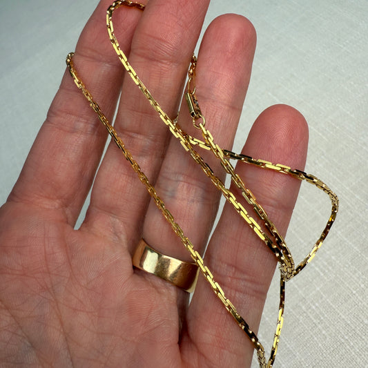 20" Solid 14K Yellow Gold Rectangular Box Chain, 7.44 g