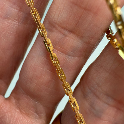 20" Solid 14K Yellow Gold Rectangular Box Chain, 7.44 g