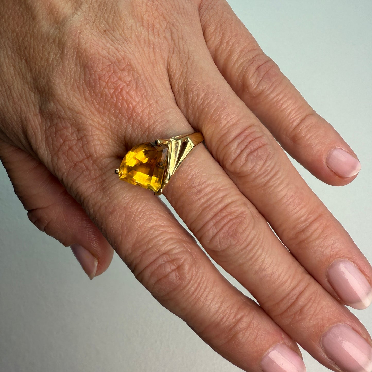 Estate Fancy Cut Citrine 14K Yellow Gold Statement Ring Size 8 - Resized to 5 (resized orders are final sale)
