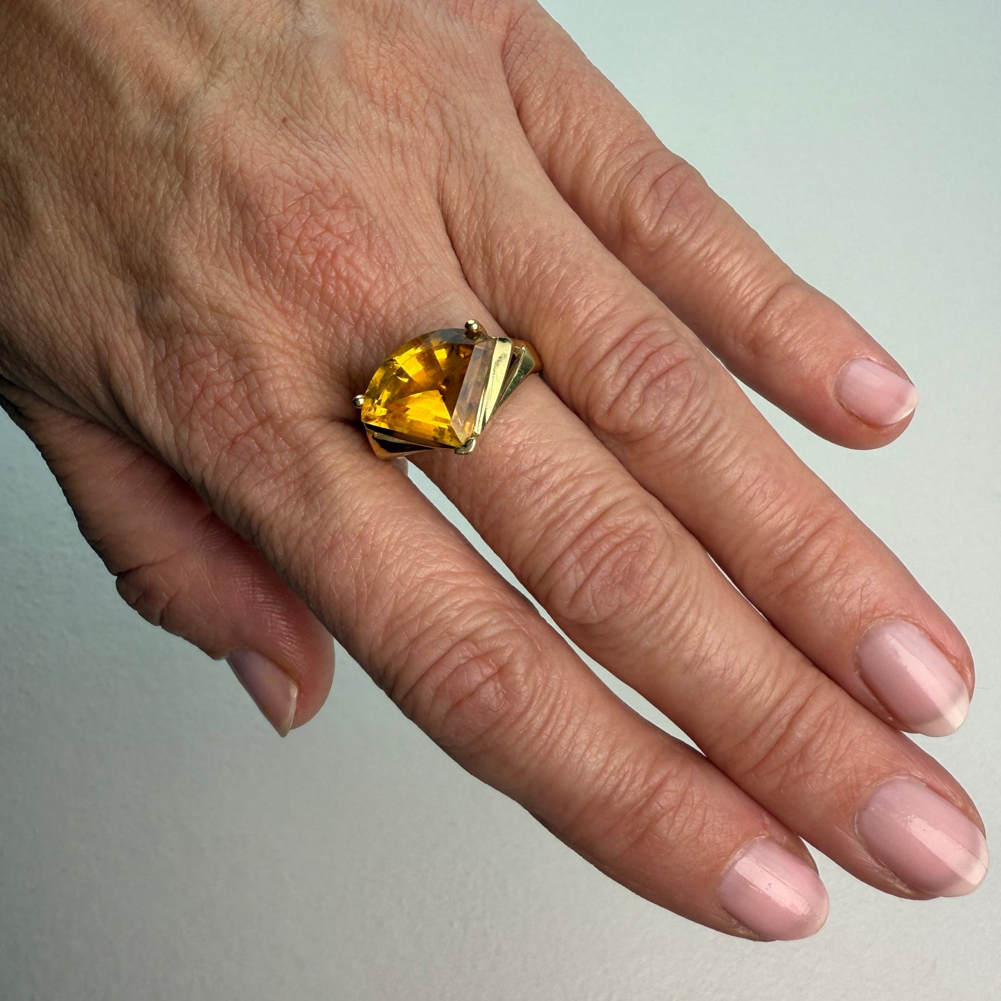Estate Fancy Cut Citrine 14K Yellow Gold Statement Ring Size 8 - Resized to 5 (resized orders are final sale)