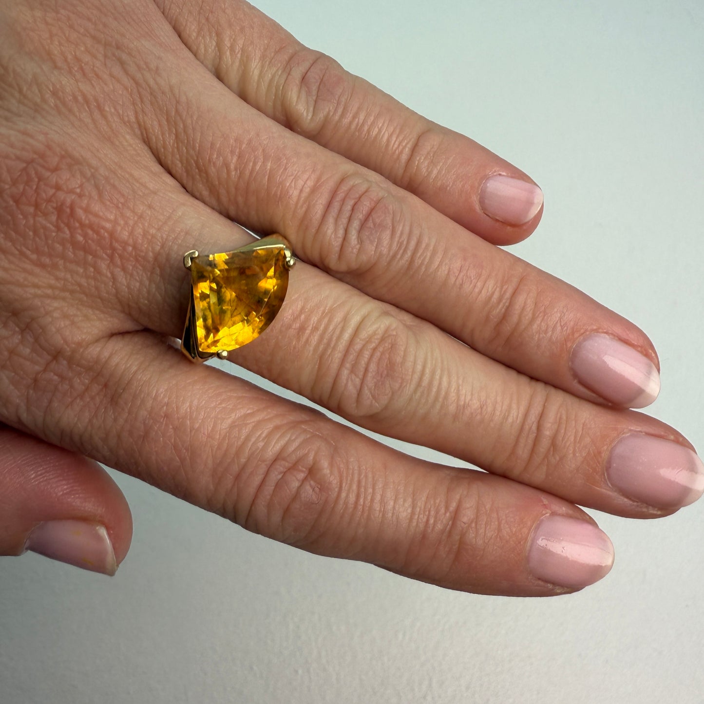 Estate Fancy Cut Citrine 14K Yellow Gold Statement Ring Size 8 - Resized to 5 (resized orders are final sale)