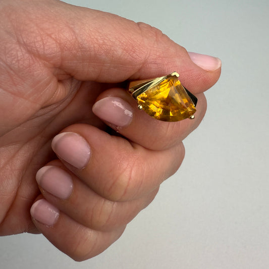 Estate Fancy Cut Citrine 14K Yellow Gold Statement Ring Size 8 - Resized to 5 (resized orders are final sale)