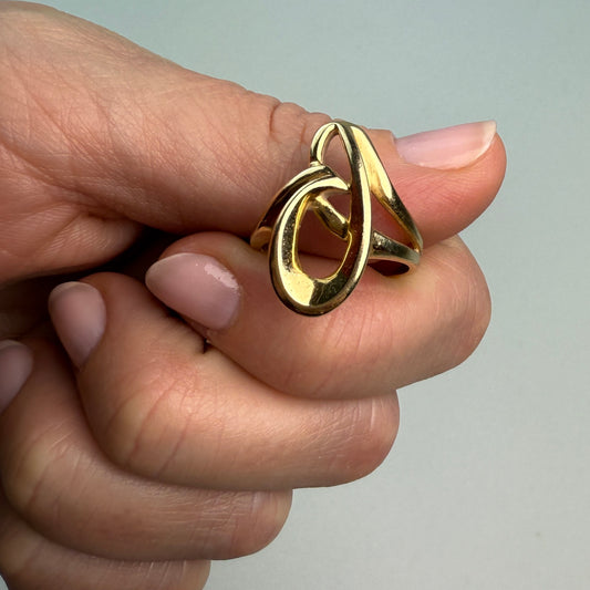 14K Bold Vintage Sculptural Free-form Yellow Gold Ring, 6.43g , Size 6.75