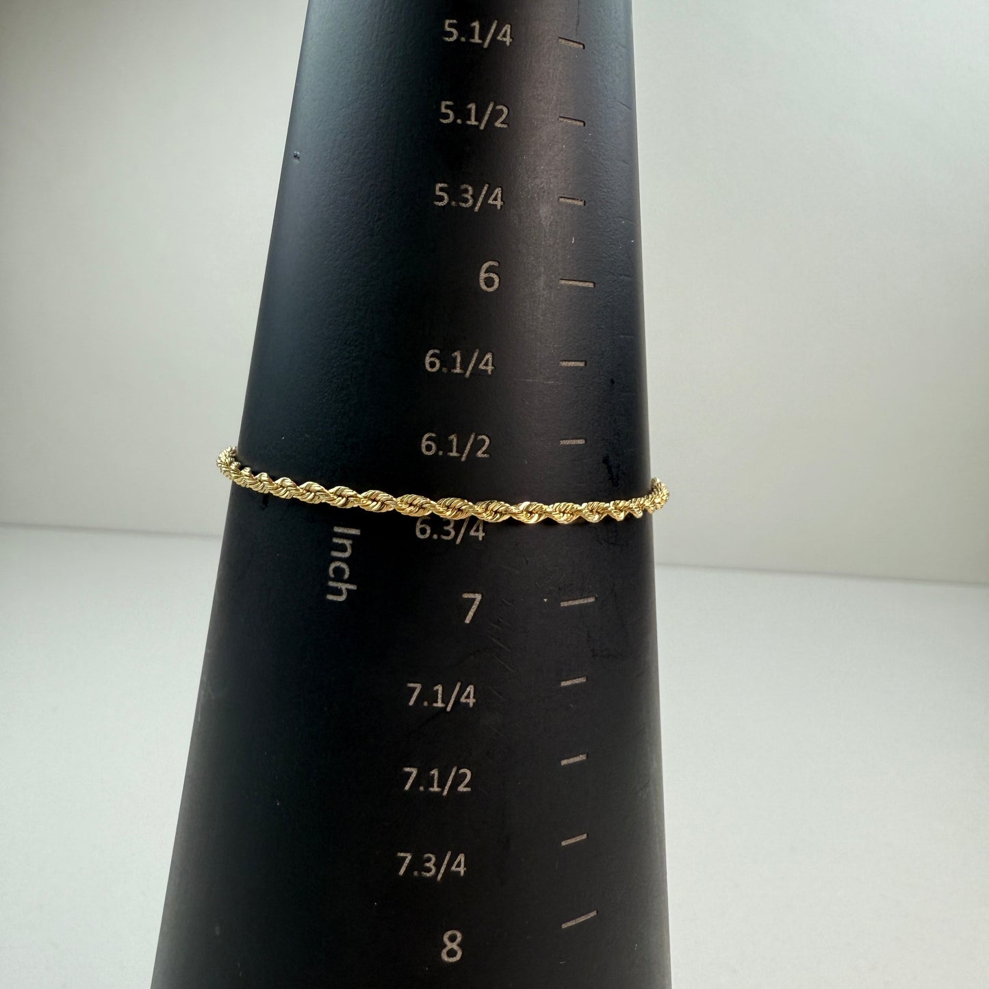 6.75" Diamond Cut Rope Bracelet 10K Yellow Gold Chain 2.13mm 2.51g