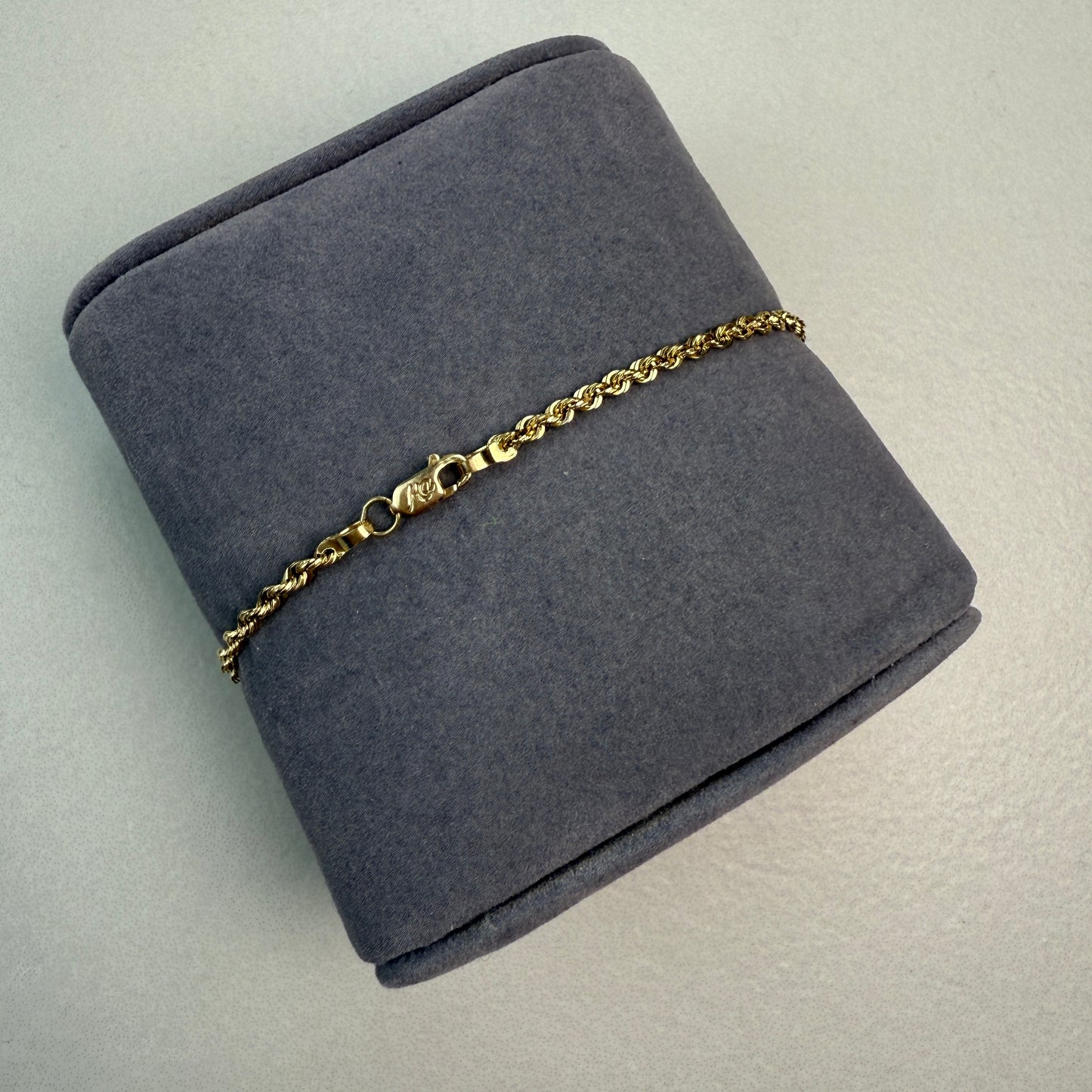 6.75" Diamond Cut Rope Bracelet 10K Yellow Gold Chain 2.13mm 2.51g