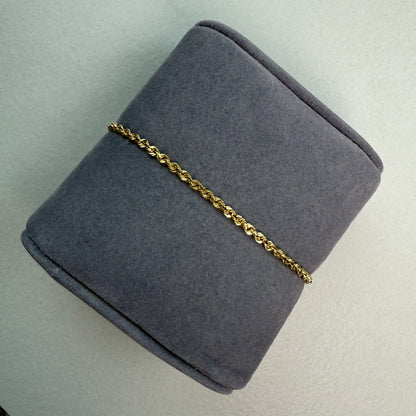 6.75" Diamond Cut Rope Bracelet 10K Yellow Gold Chain 2.13mm 2.51g