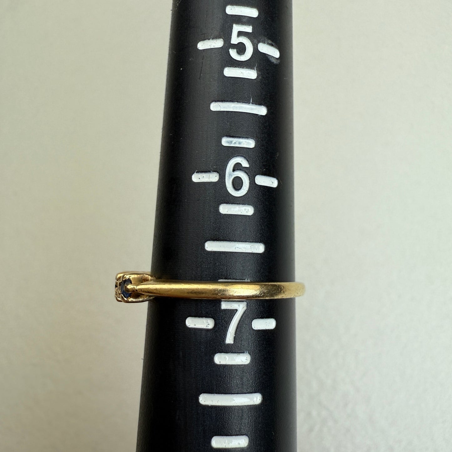 14K Vintage Sapphire and Diamond Yellow Gold Band 3.28mm, Size 6.5