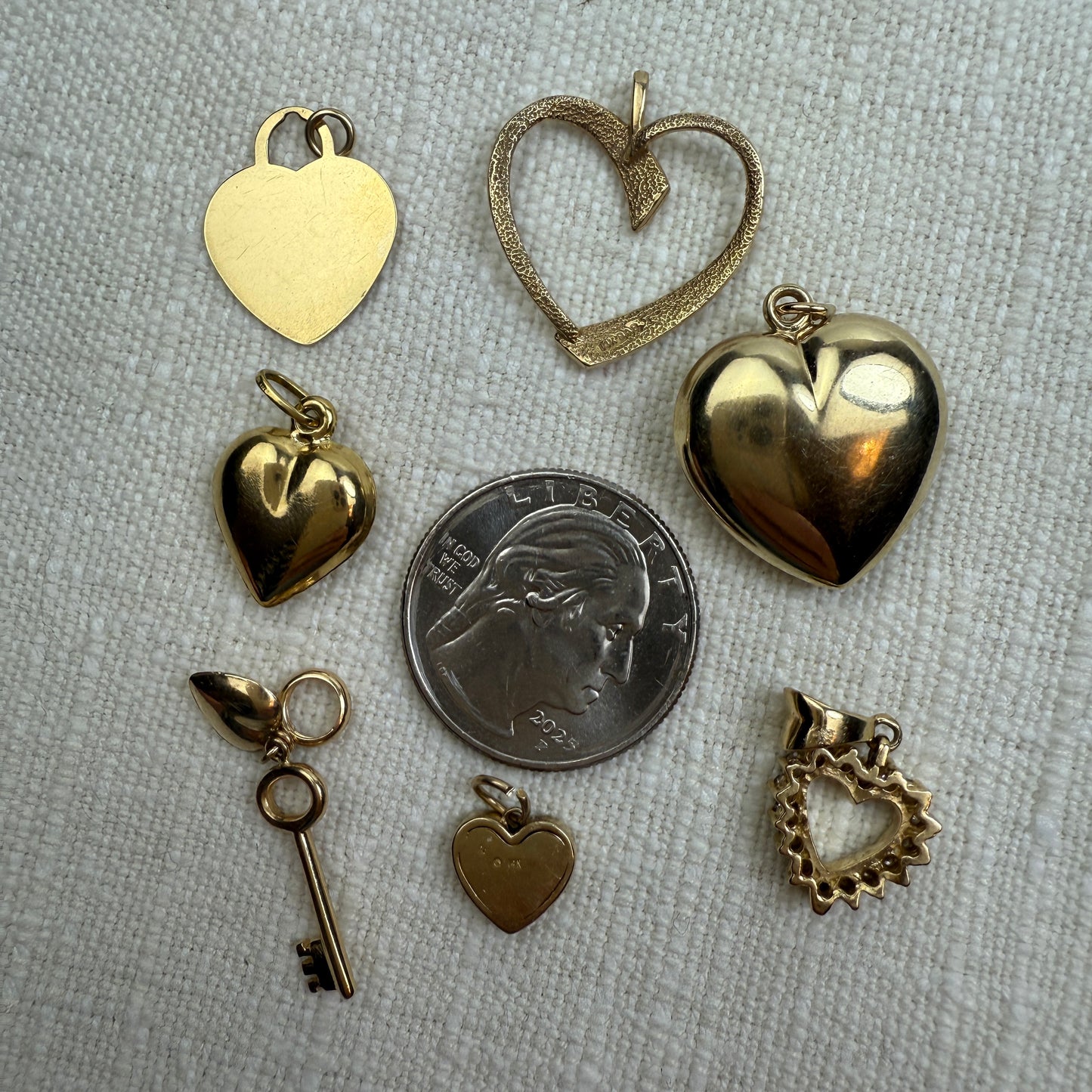 18K/14K Vintage Heart Pendants/Charms Group G (Select Your Favorite)