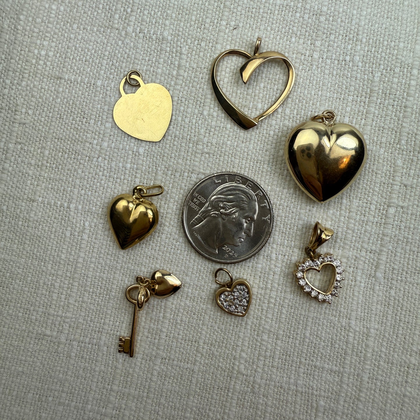 18K/14K Vintage Heart Pendants/Charms Group G (Select Your Favorite)