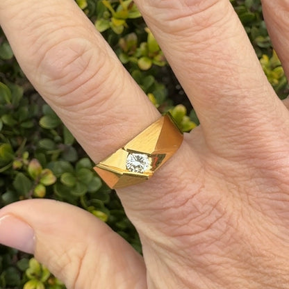 Architectural 14K .40 Natural Diamond Ring in Geometric Gold (Size 8.5)
