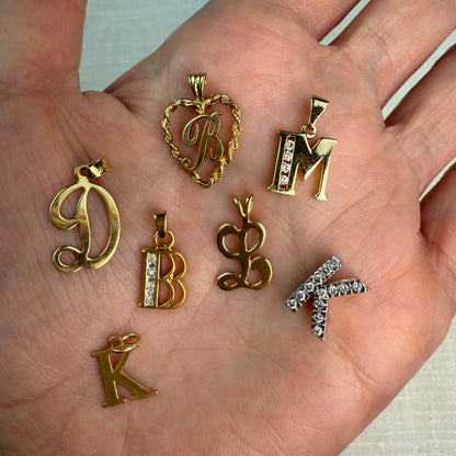 14K Estate Initial Pendants — Vintage & Modern Mix, Group H (Select Your Favorite)