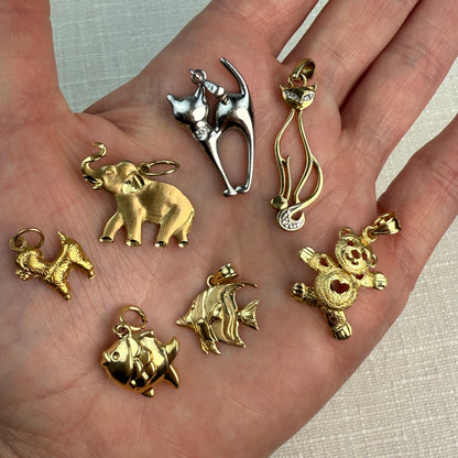 10K/14K Vintage Animal Themed Charms/Pendants, Group I (Select Your Favorite)
