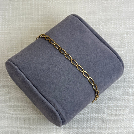 7.25" Italian Elongated Cable 14K Yellow Gold Bracelet 3.6mm 4.44g