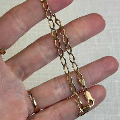 7.25" Italian Elongated Cable 14K Yellow Gold Bracelet 3.6mm 4.44g