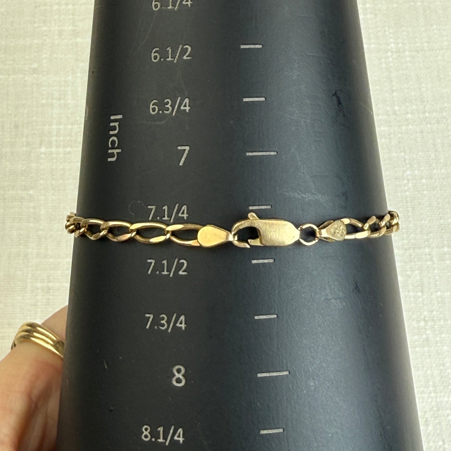 7.25" Italian Elongated Cable 14K Yellow Gold Bracelet 3.6mm 4.44g